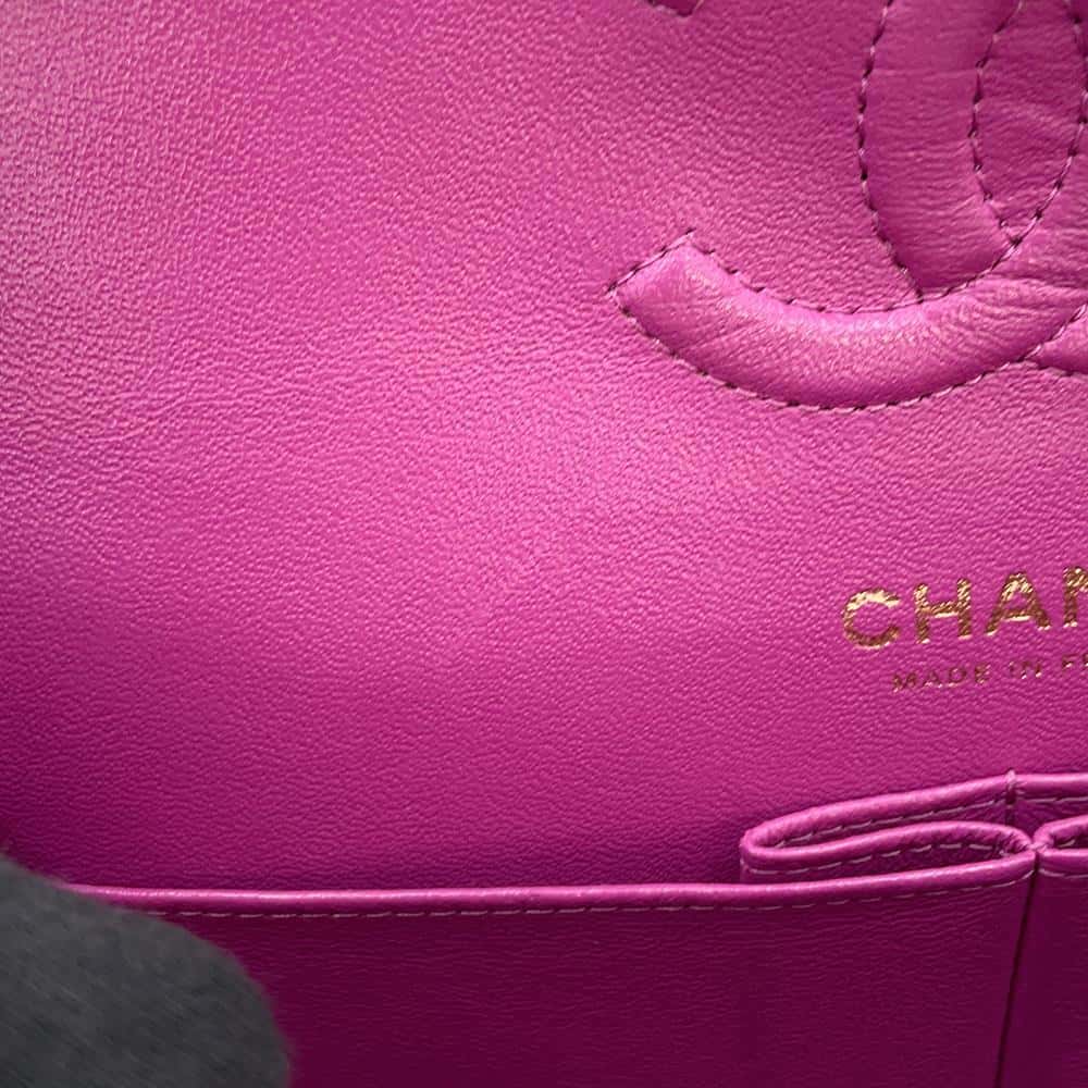 CHANEL Matelasse W Flap ChainShoulder Bag PurpleA01113 Lambskin Size 23