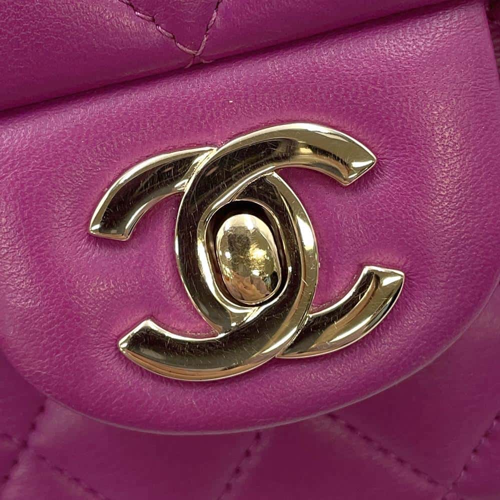 CHANEL Matelasse W Flap ChainShoulder Bag PurpleA01113 Lambskin Size 23
