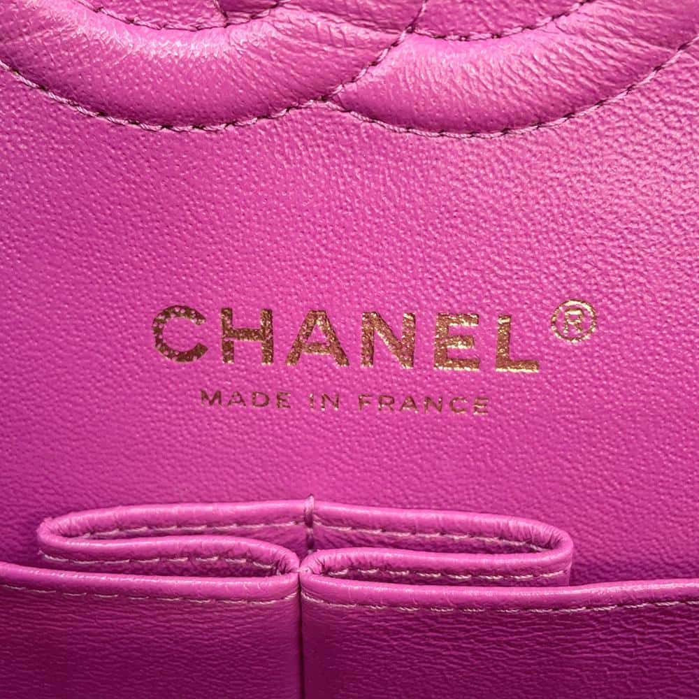 CHANEL Matelasse W Flap ChainShoulder Bag PurpleA01113 Lambskin Size 23