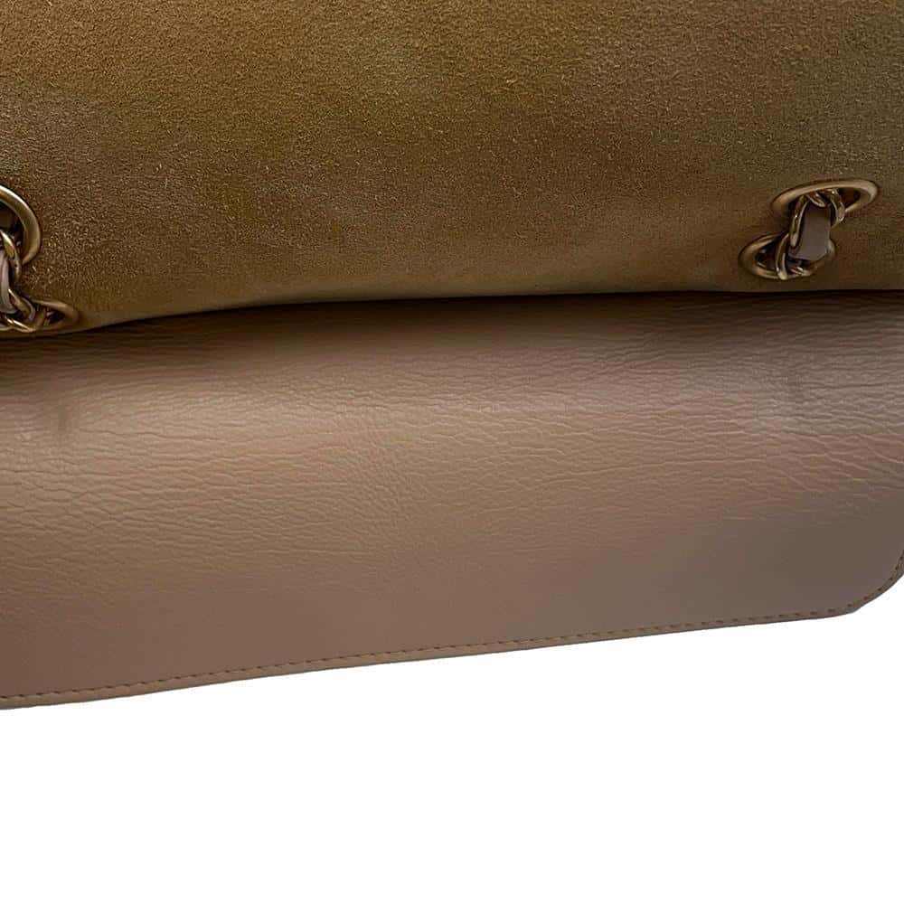 CHANEL Matelasse W-Flap W-Chain Shoulder Bag BeigeA01112 Leather