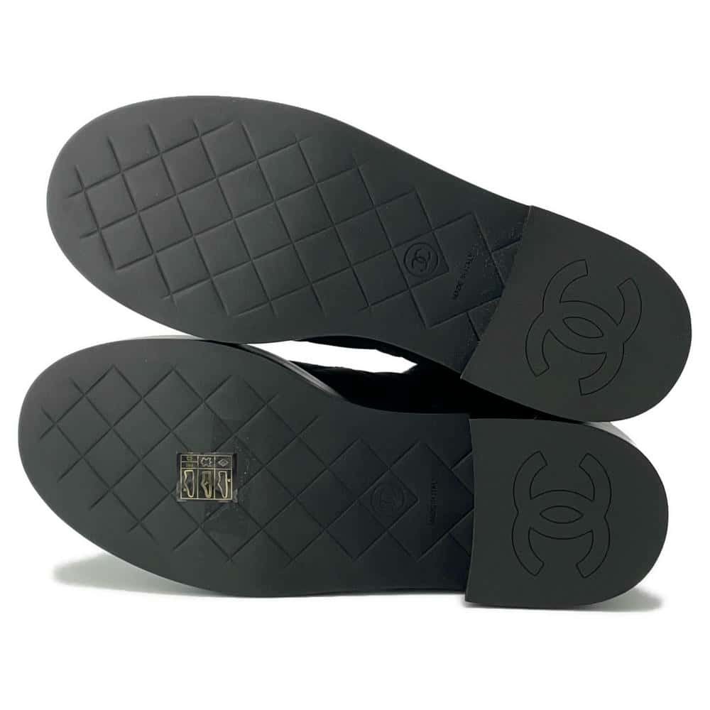 CHANEL Matelasse CC Logo short boots BlackG45125 Leather Nylon Size 37 2/1C