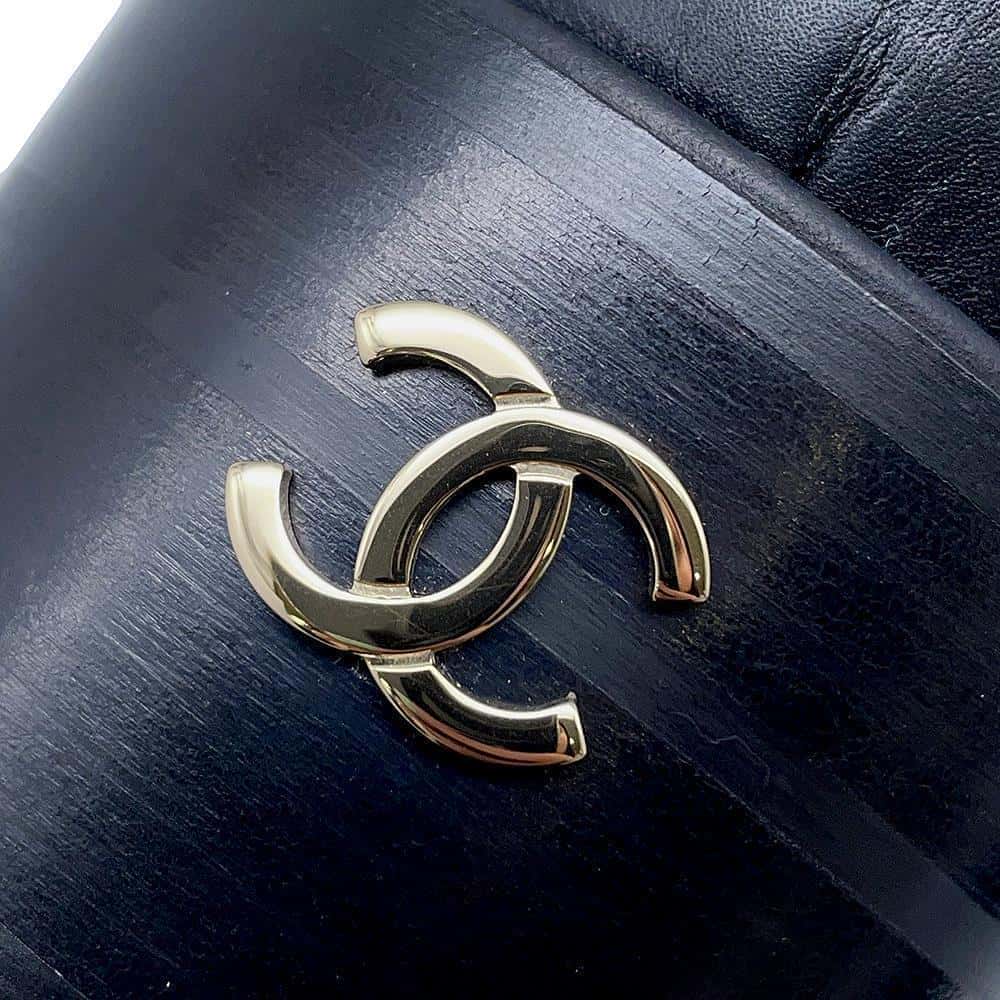 CHANEL Matelasse CC Logo short boots BlackG45125 Leather Nylon Size 37 2/1C