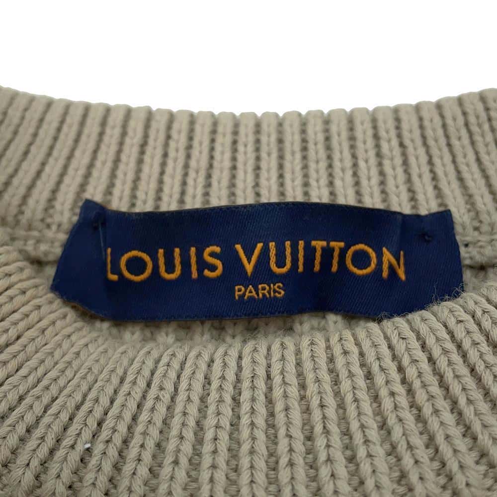 LOUIS VUITTON 21Stainless Steel Stitched Teddy Pullover Size S Beige1A8P3Z Cotton56% Polyester44%