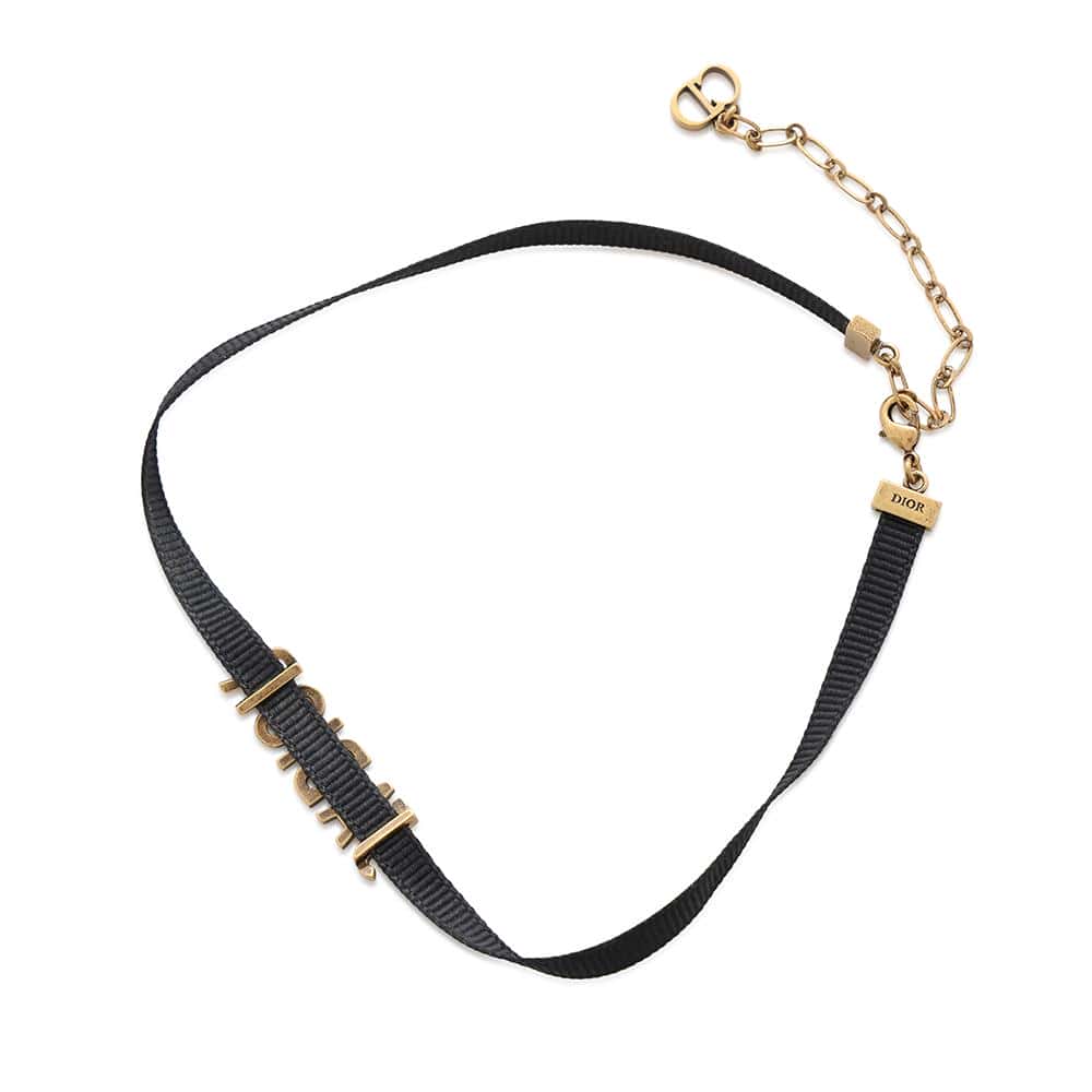 Dior JaDior Choker Antique Gold/BlackN0681ADRMT Metal Grosgrain Ribbon