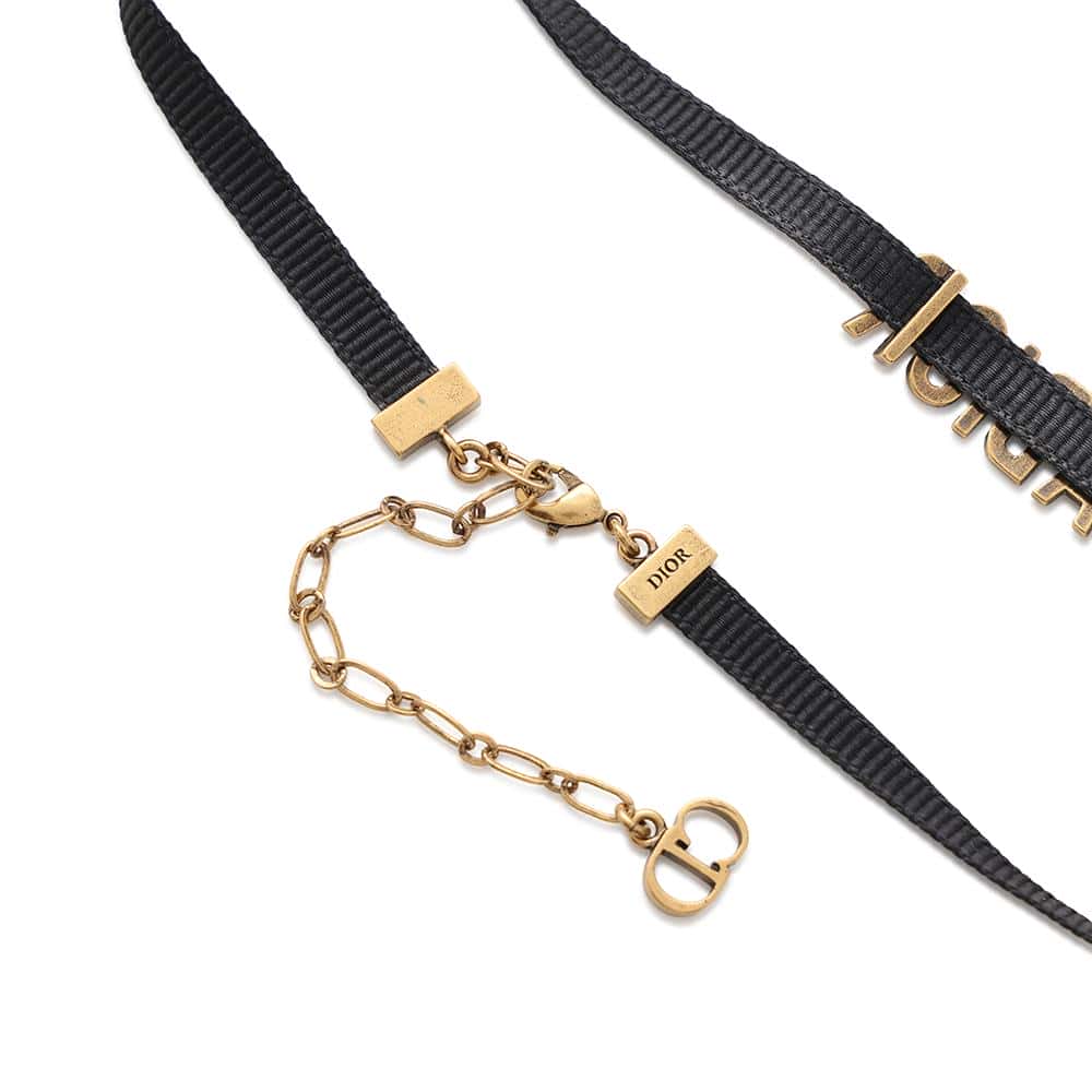 Dior JaDior Choker Antique Gold/BlackN0681ADRMT Metal Grosgrain Ribbon