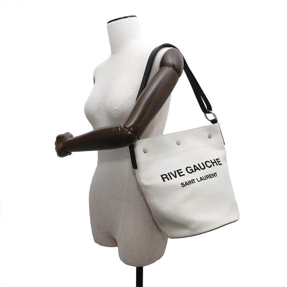 SAINT LAURENT PARIS Rive Gauche bucket bag Natural/Black669299 Canvas Leather