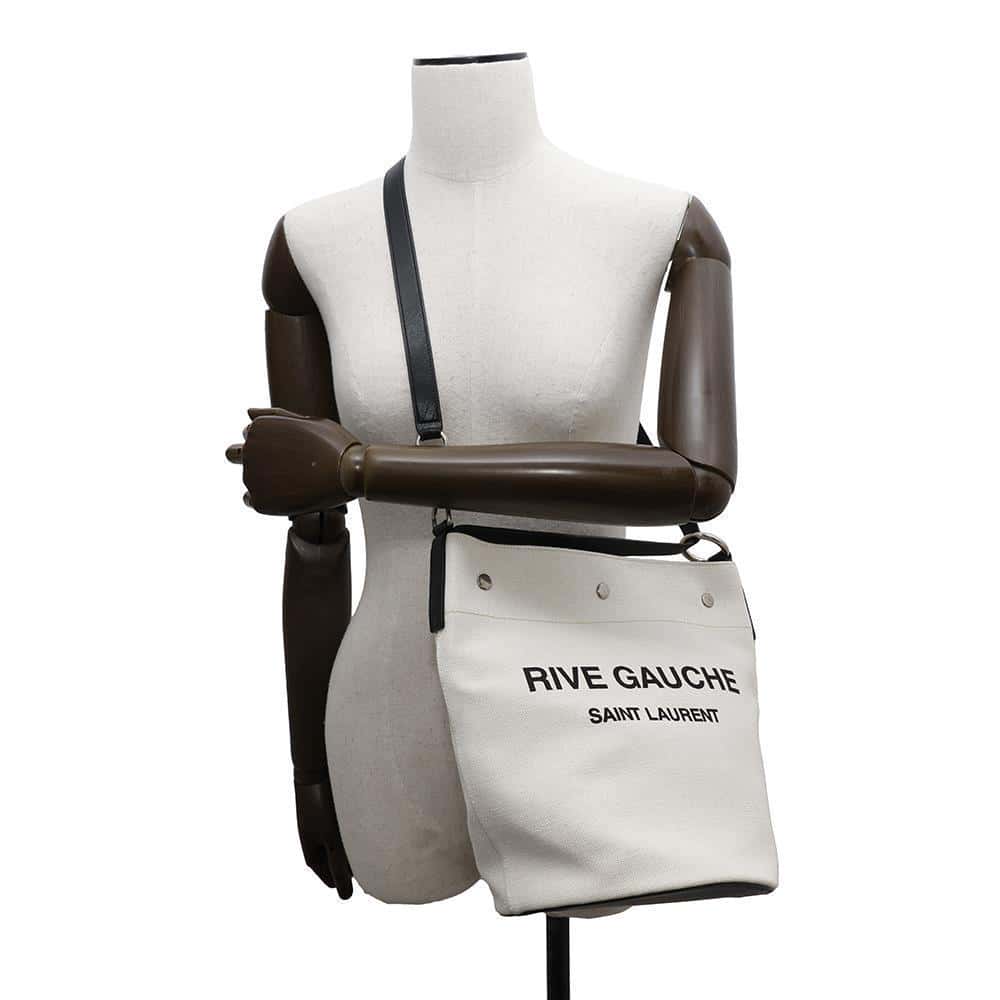 SAINT LAURENT PARIS Rive Gauche bucket bag Natural/Black669299 Canvas Leather