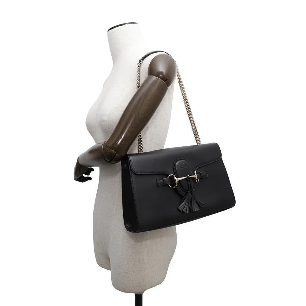 GUCCI Fringe ChainShoulder Bag Black295402 Leather