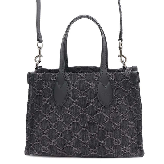 GUCCI Ophidia Medium Tote Black772183 GGDenim Leather