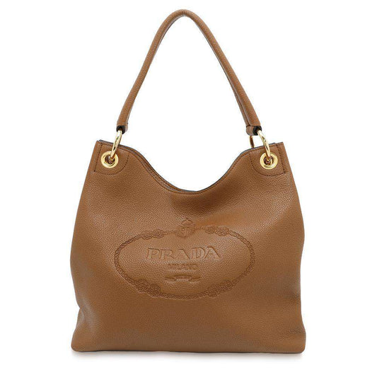 PRADA Logo One Shoulder Bag Brown1BC051 Leather