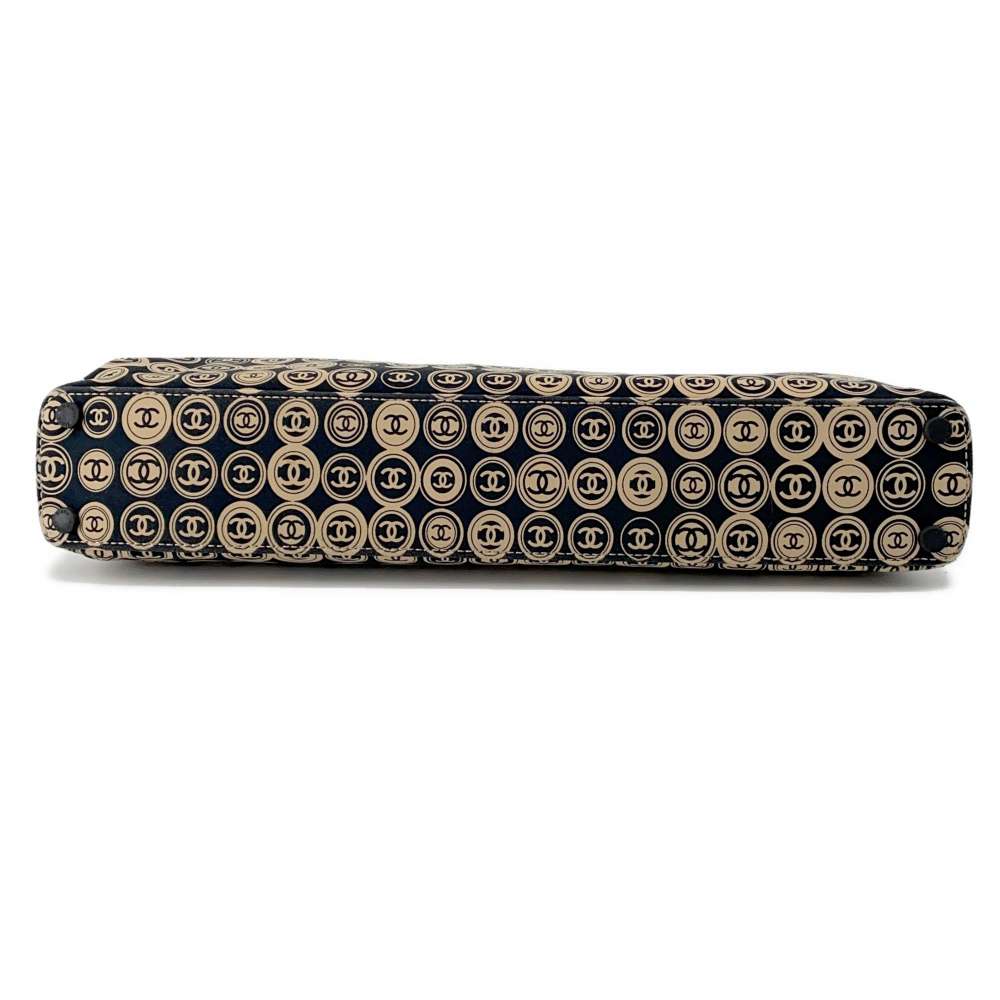 CHANEL CC Logo Handbag Black/BeigeA21403 CottonJersy Leather