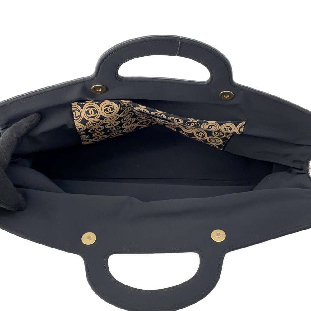 CHANEL CC Logo Handbag Black/BeigeA21403 CottonJersy Leather