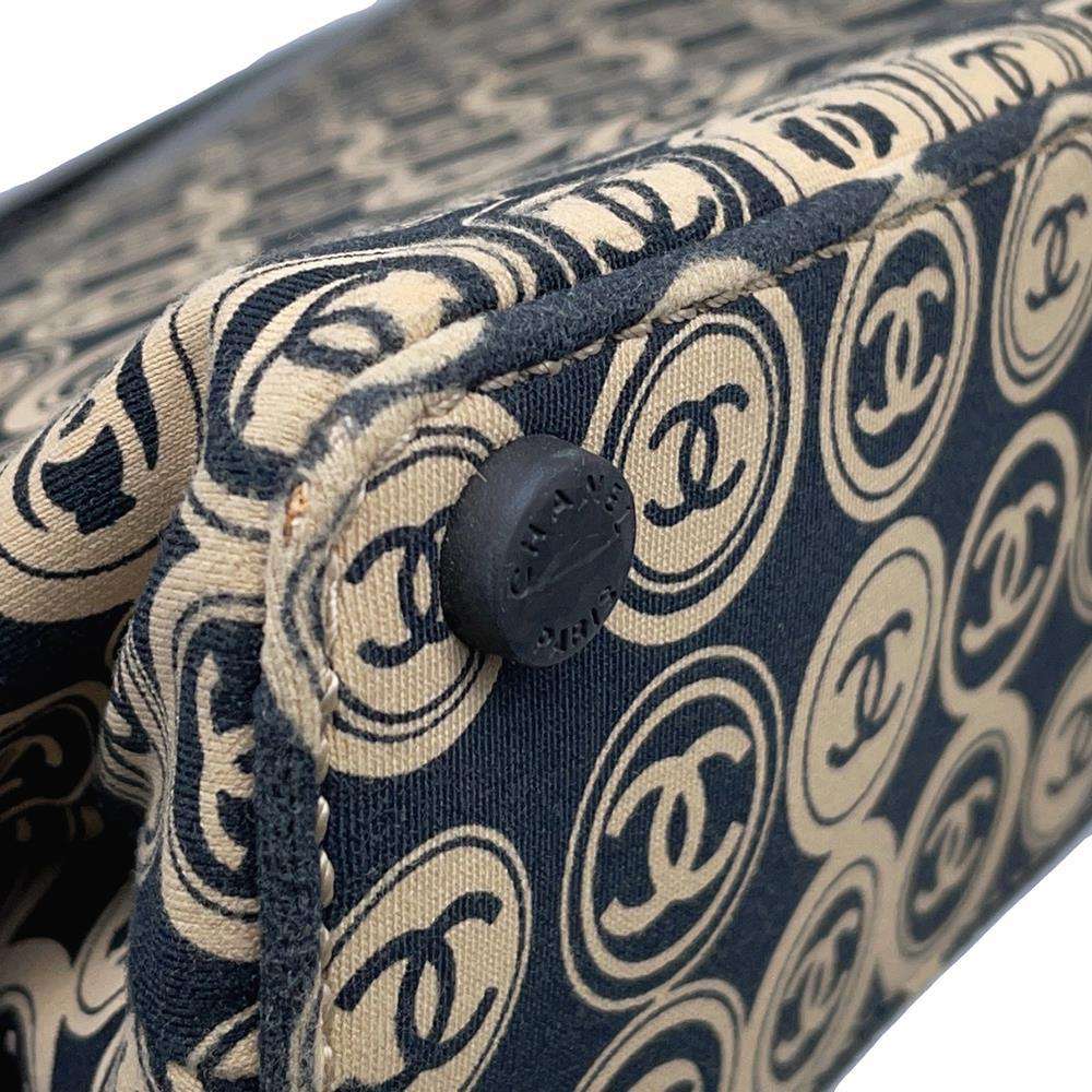 CHANEL CC Logo Handbag Black/BeigeA21403 CottonJersy Leather