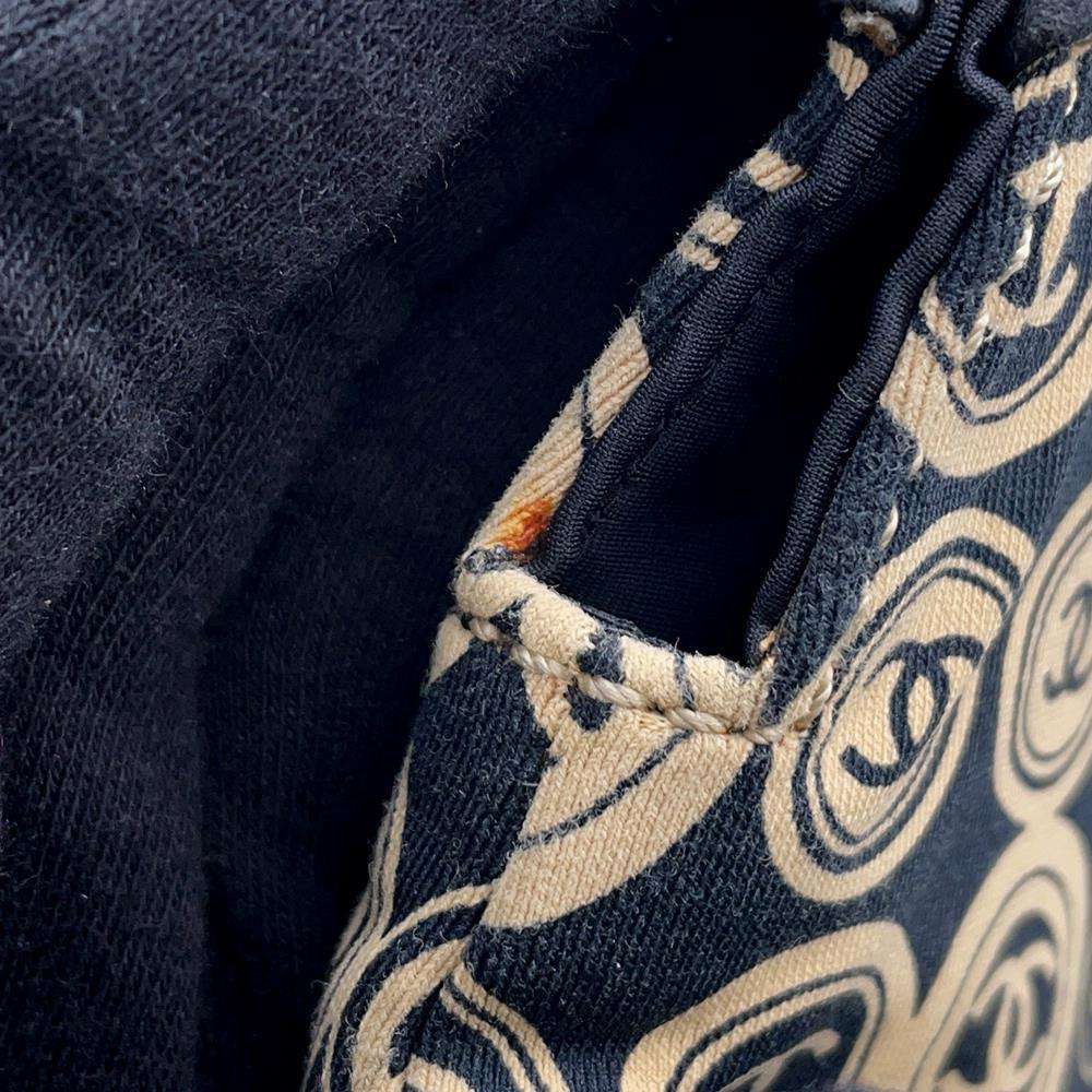 CHANEL CC Logo Handbag Black/BeigeA21403 CottonJersy Leather