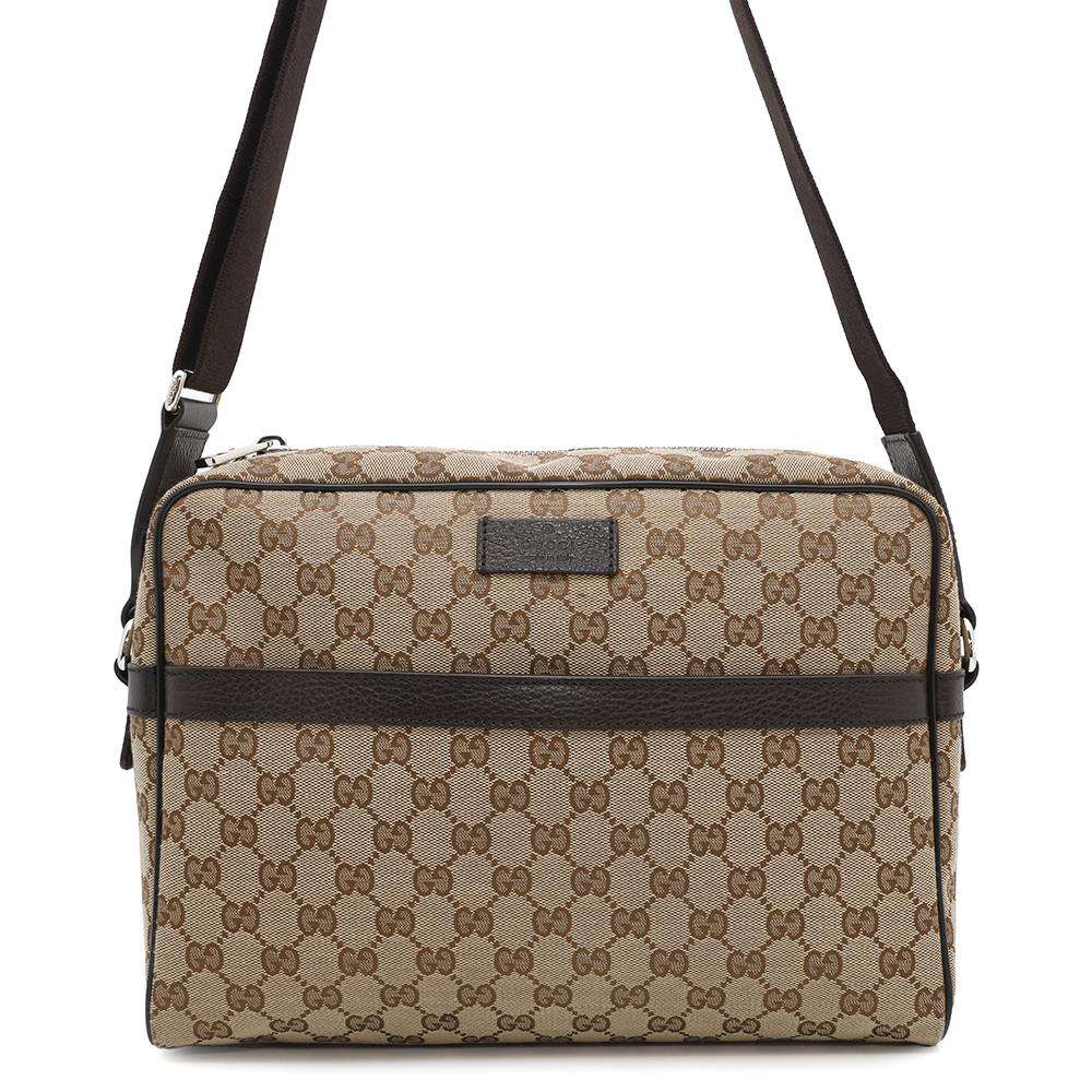 GUCCI GG Canvas Shoulder Bag Brown/Beige449173 Canvas Leather