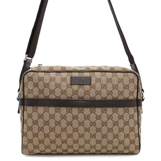 GUCCI GG Canvas Shoulder Bag Brown/Beige449173 Canvas Leather