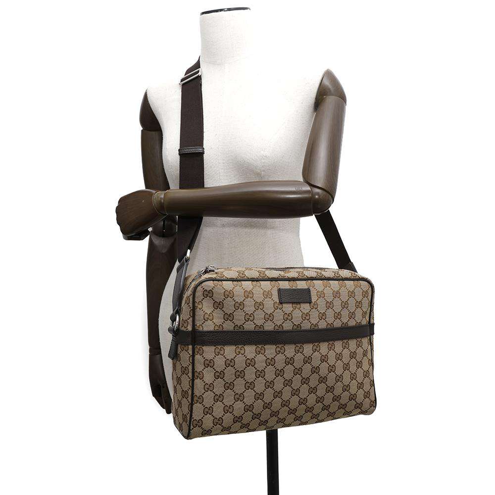 GUCCI GG Canvas Shoulder Bag Brown/Beige449173 Canvas Leather