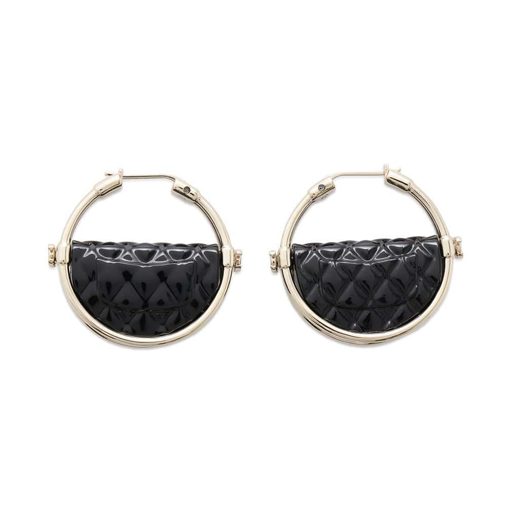 CHANEL CC Logo hoop earrings BlackAB9850 Metal
