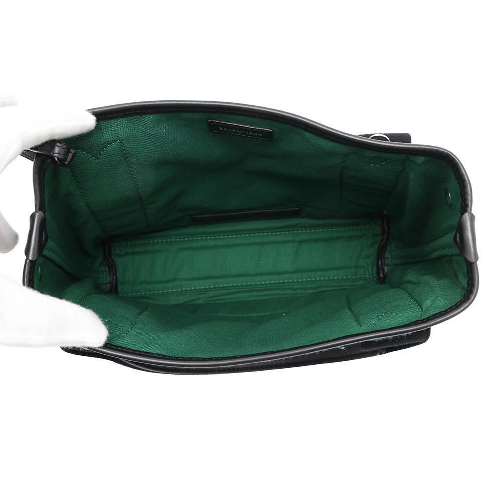 BALENCIAGA Navy Cabas XS Green/Black390346 Wool  Canvas