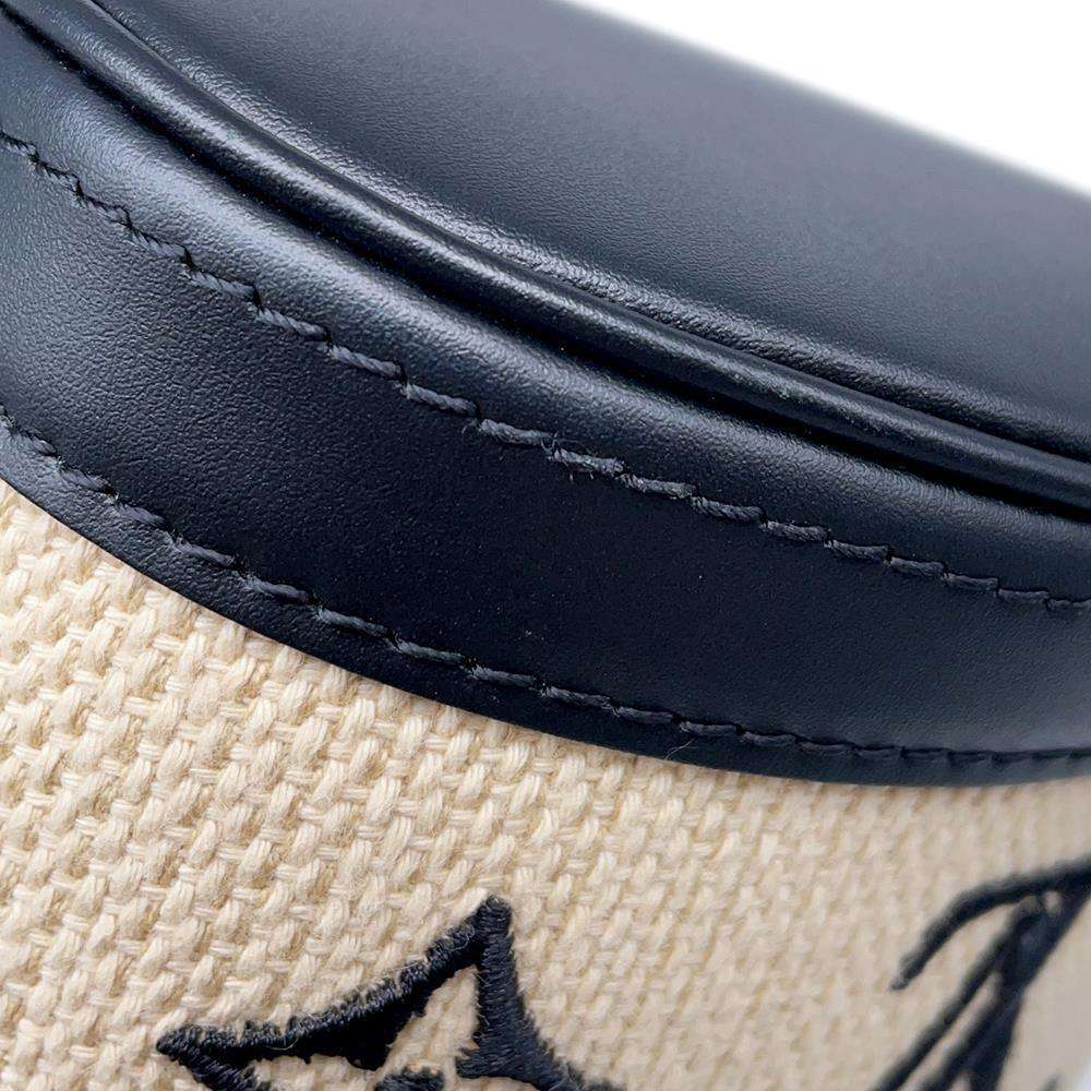 LOUIS VUITTON Nano bucket Beige/NoirM82418 Cotton Leather Size Nano