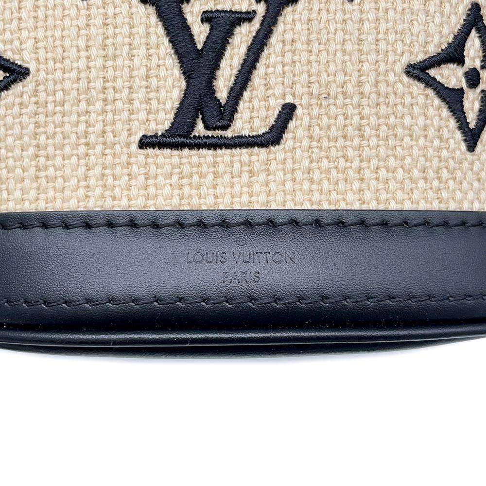LOUIS VUITTON Nano bucket Beige/NoirM82418 Cotton Leather Size Nano