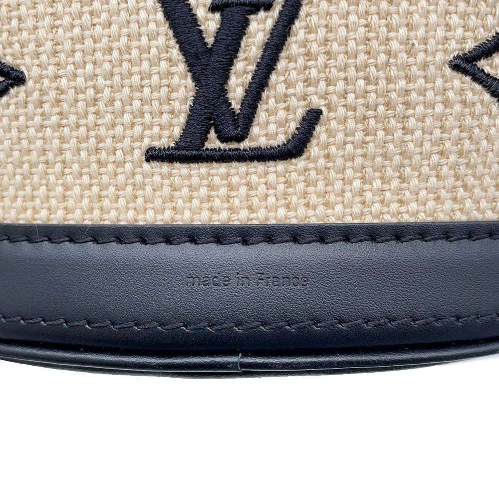 LOUIS VUITTON Nano bucket Beige/NoirM82418 Cotton Leather Size Nano