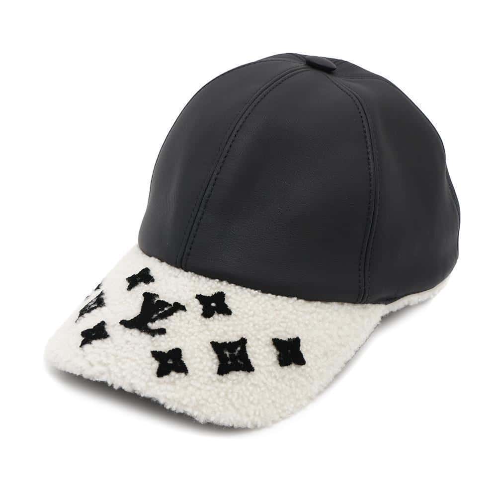 LOUIS VUITTON cap sharing Size M Noir/WhiteM00493 Lamb Leather100% Silk100% Polyester77% Polyurethane23%