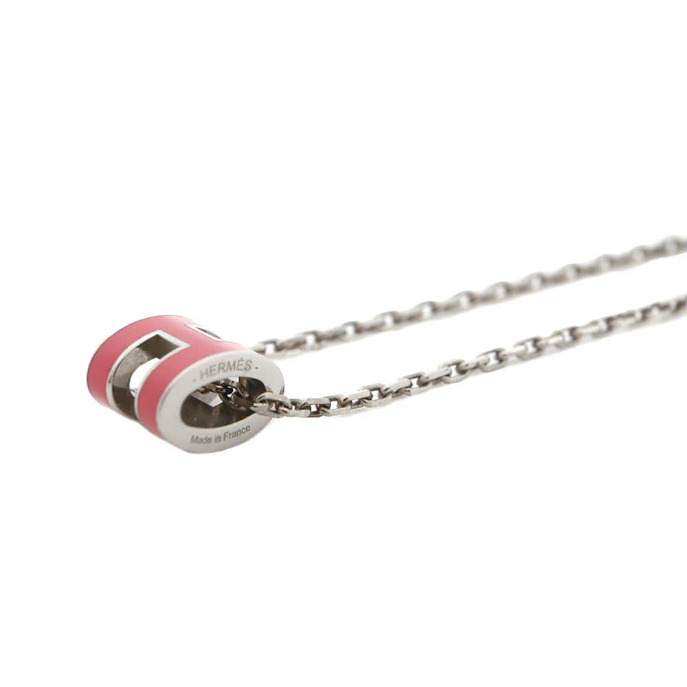 HERMES Pop Ash Necklace Size Mini Rose Tropical Metal Lacquer