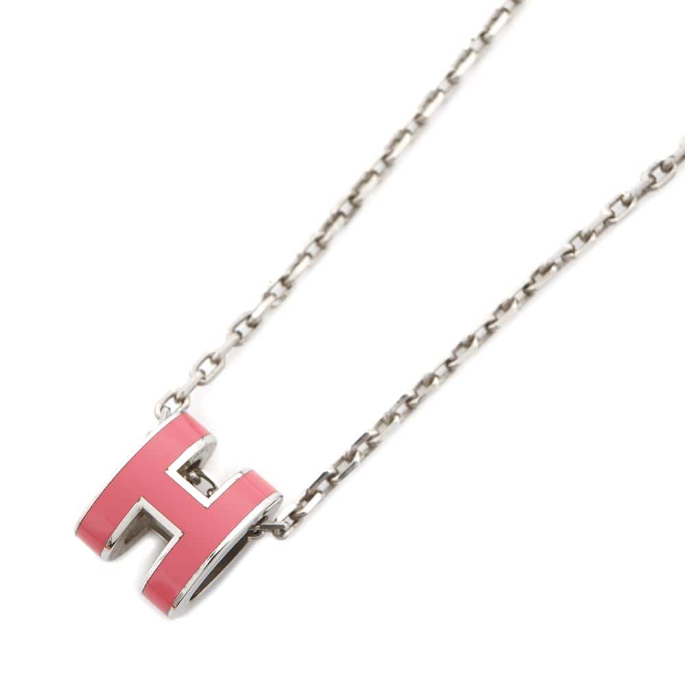 HERMES Pop Ash Necklace Size Mini Rose Tropical Metal Lacquer