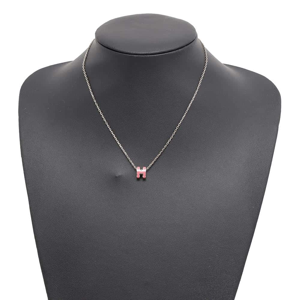 HERMES Pop Ash Necklace Size Mini Rose Tropical Metal Lacquer