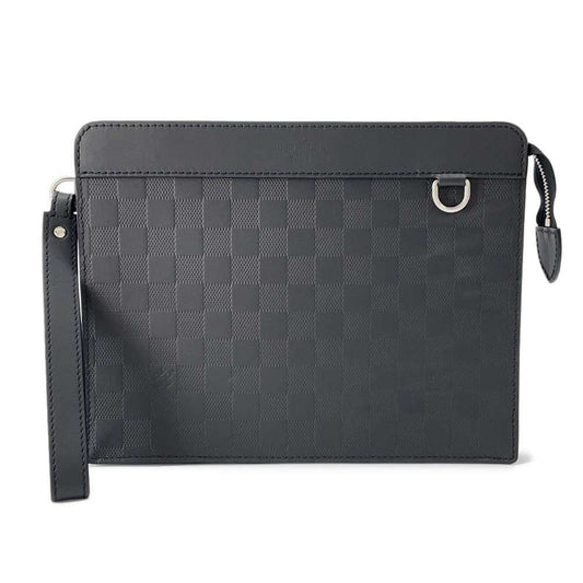 LOUIS VUITTON Stand Pouch BlackN60450 Damier Infini Leather・Leather