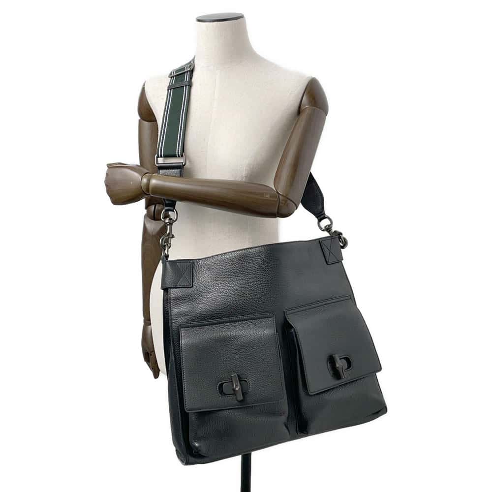 GUCCI Bamboo Shoulder Black387095 Leather