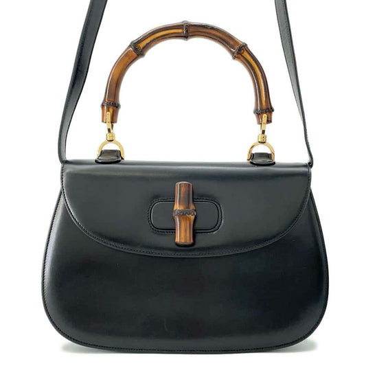 GUCCI Old Gucci Bamboo 2WAYBag Black000010633 Leather