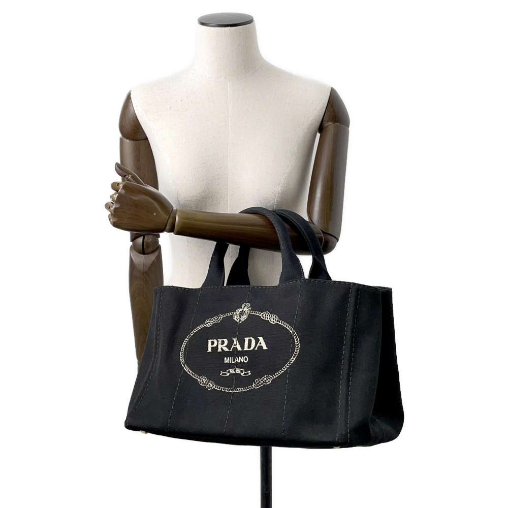 PRADA Canapa 2WAY tote BlackBN2642 Canvas