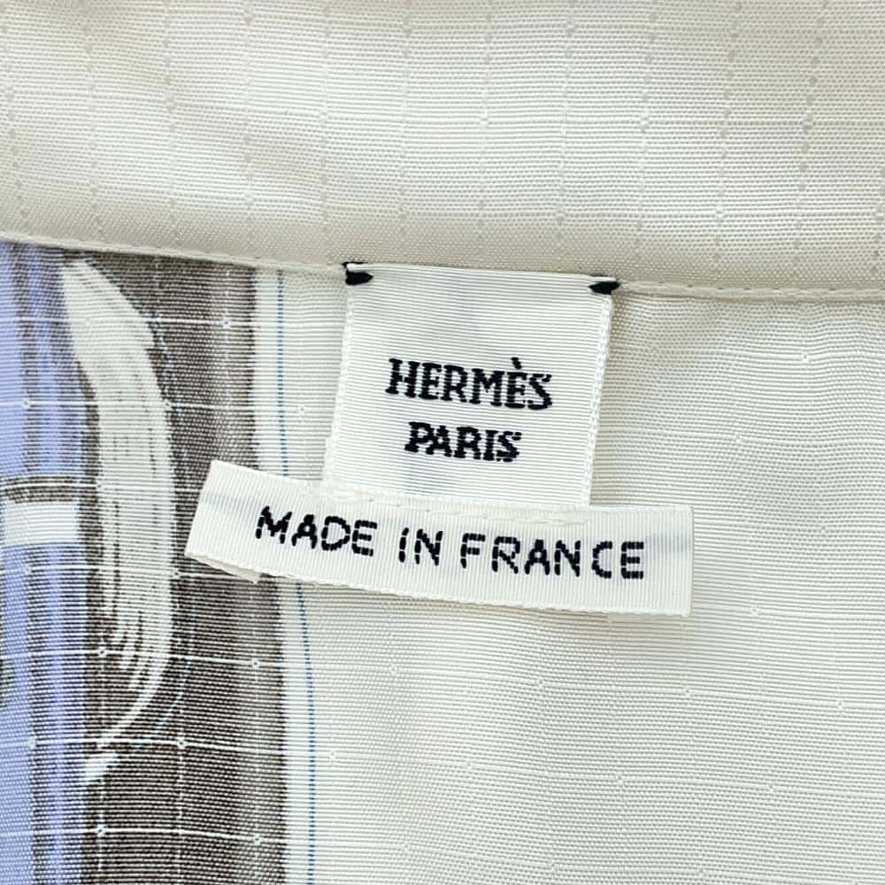 HERMES Wide shirt "Coaching Remix" Size 40 Multicolor Silk100%