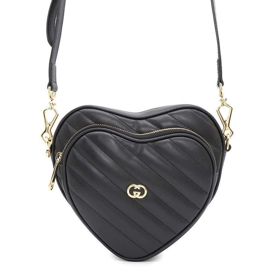 GUCCI Interlocking G Heart Shoulder Bag Black751628 Leather