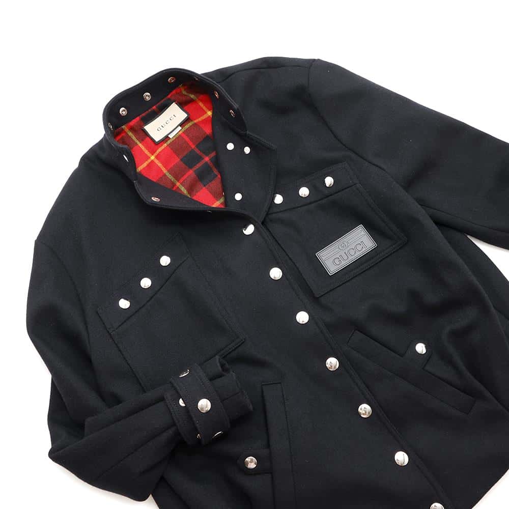 GUCCI Bomber jacket with button detail Size 40 Black712880 Wool 100%