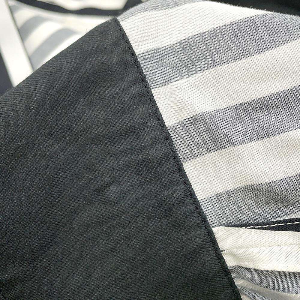 LOUIS VUITTON Lightning Stripe Ribbed Epaulate Shirt Size 38 White/Black Lyocell82% Cashmere16% Silk2%