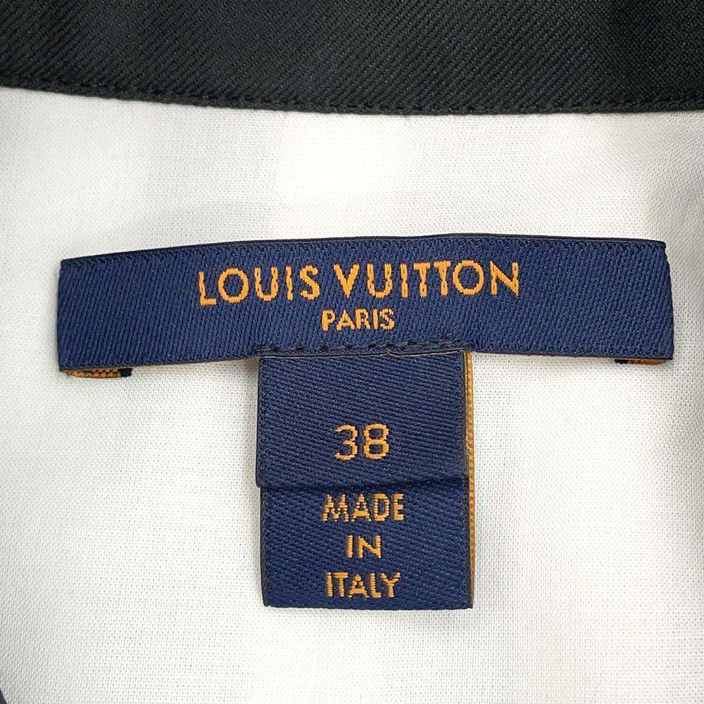 LOUIS VUITTON Lightning Stripe Ribbed Epaulate Shirt Size 38 White/Black Lyocell82% Cashmere16% Silk2%