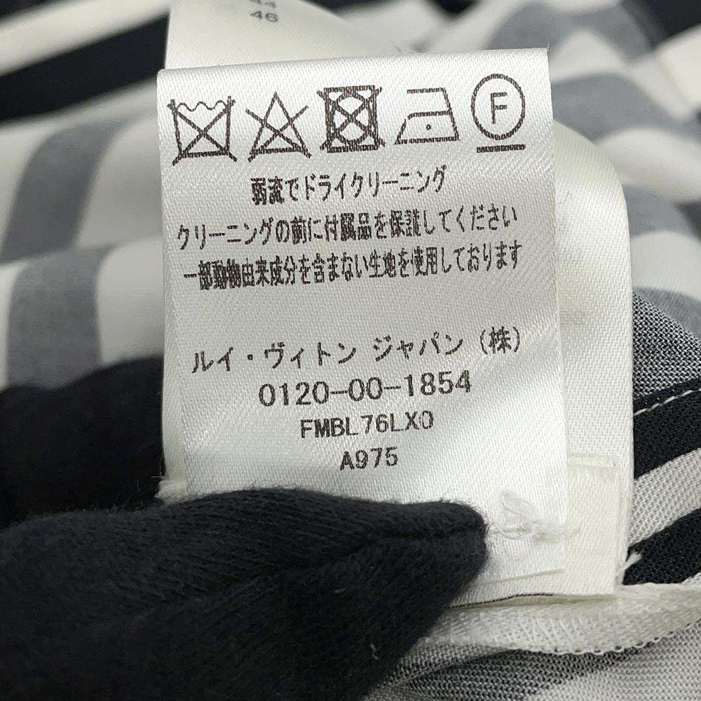 LOUIS VUITTON Lightning Stripe Ribbed Epaulate Shirt Size 38 White/Black Lyocell82% Cashmere16% Silk2%