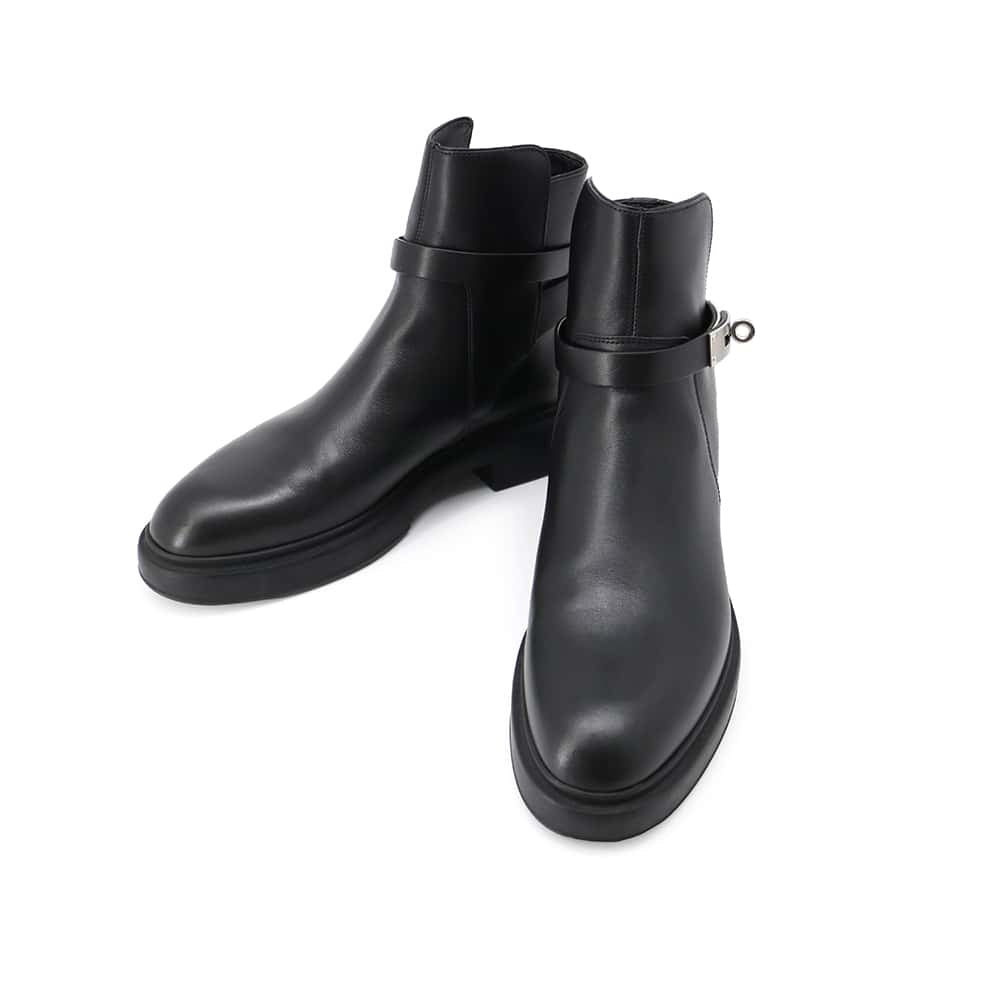 HERMES Veo Boots Black Leather Size 39