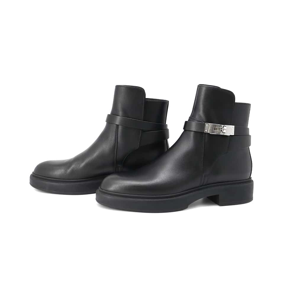HERMES Veo Boots Black Leather Size 39