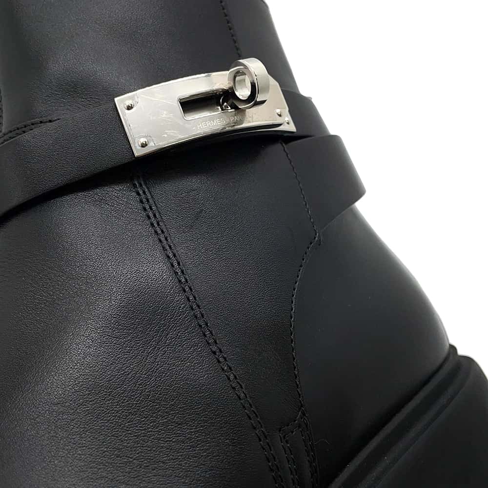 HERMES Veo Boots Black Leather Size 39