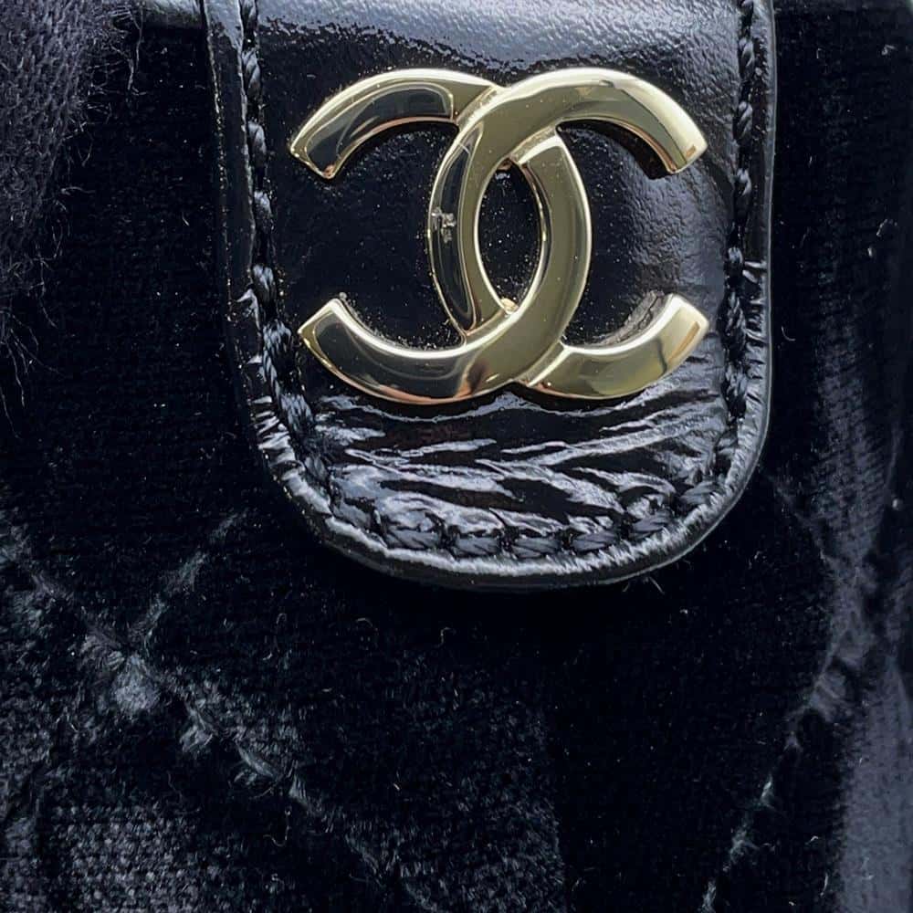 CHANEL Lace-up short boots BlackG45798 Velvet Calf Leather Size 37 1/2C