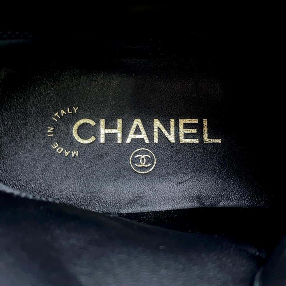 CHANEL Lace-up short boots BlackG45798 Velvet Calf Leather Size 37 1/2C