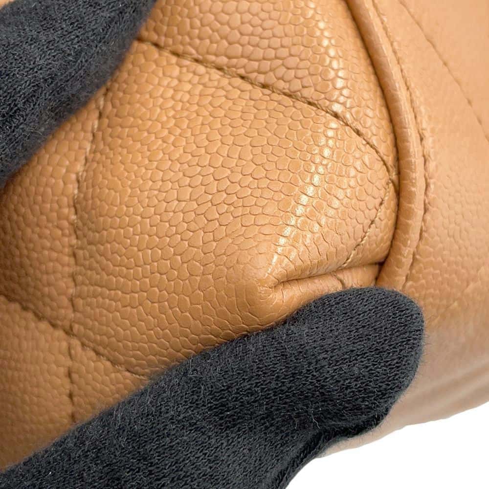 CHANEL CC Logo Matelasse Chain Tote CaramelAS3818 Caviar Leather