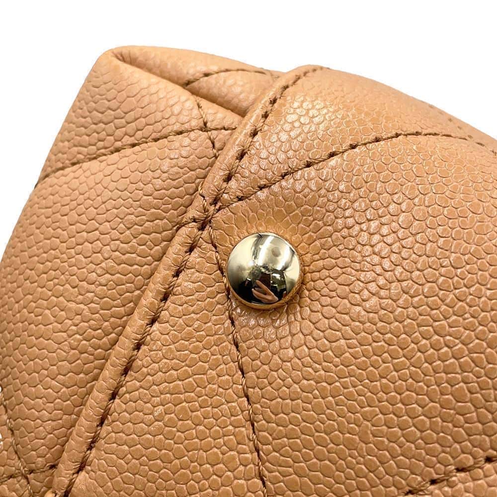 CHANEL CC Logo Matelasse Chain Tote CaramelAS3818 Caviar Leather