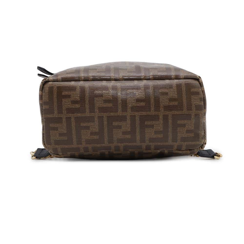 FENDI Zucca Backpack Brown/Black8BZ038 PVC Coated Canvas Leather
