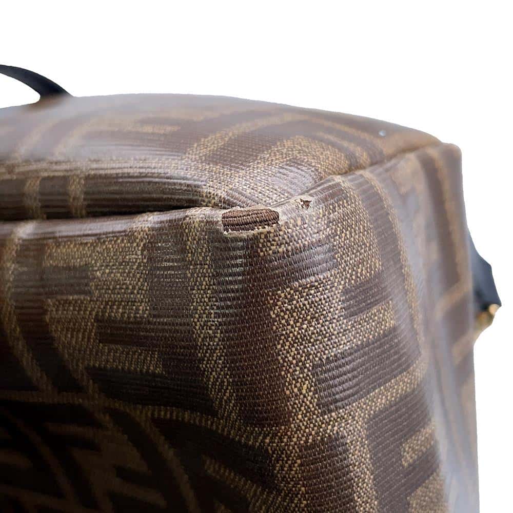 FENDI Zucca Backpack Brown/Black8BZ038 PVC Coated Canvas Leather