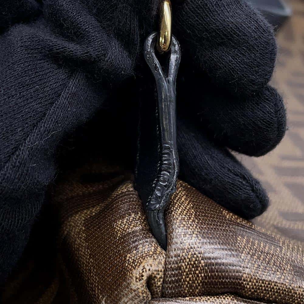 FENDI Zucca Backpack Brown/Black8BZ038 PVC Coated Canvas Leather